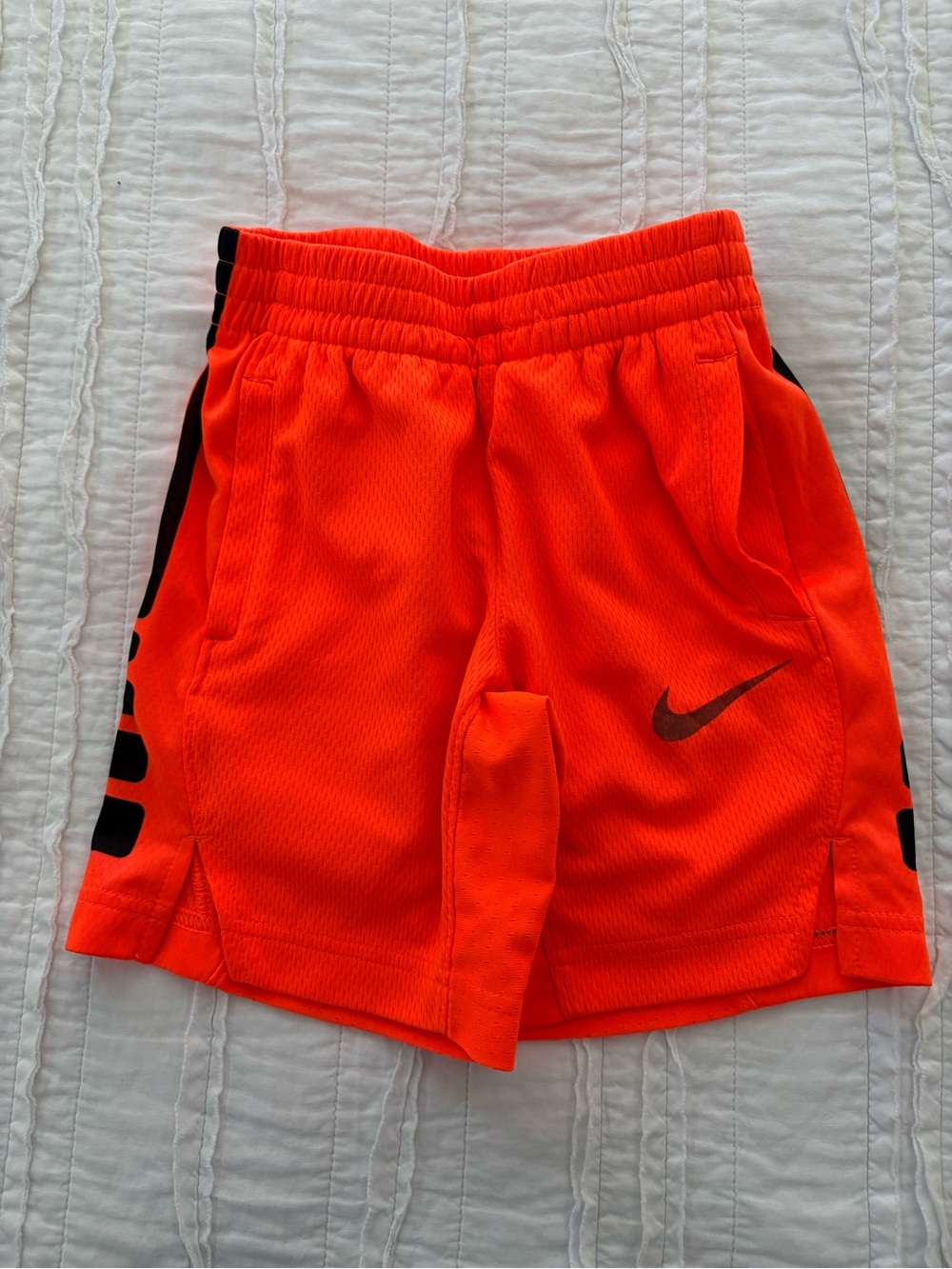 Nike Kids Neon Orange Athletic Shorts with Black Swoosh